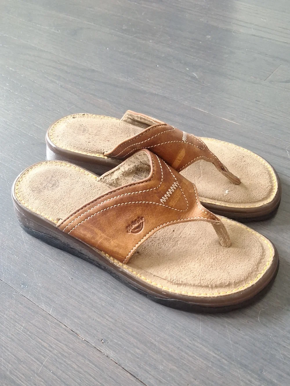 Dr. Martens Retro Chunky Brown Leather Flip Flop Thong Sandals Slides Men Size 6